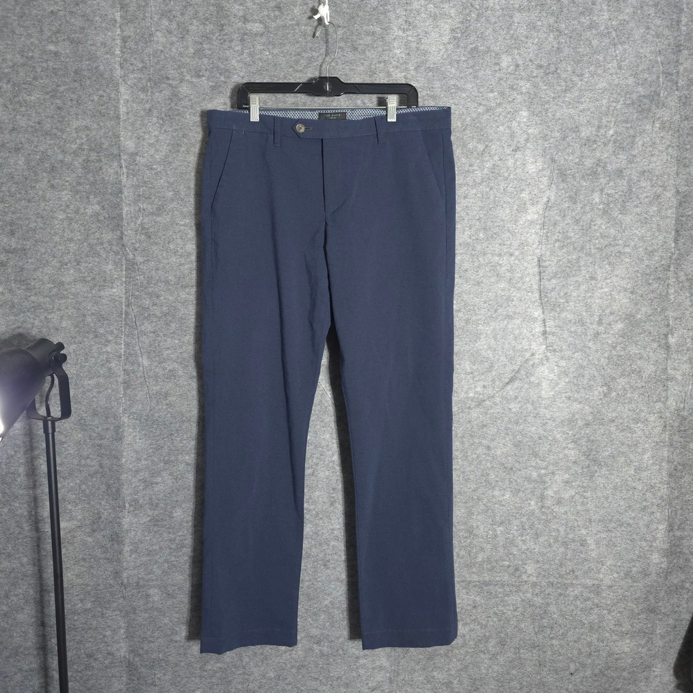 Ted Baker Volvek Chino Pants Mens 36R Navy Blue Cotton Stretch Straight Leg